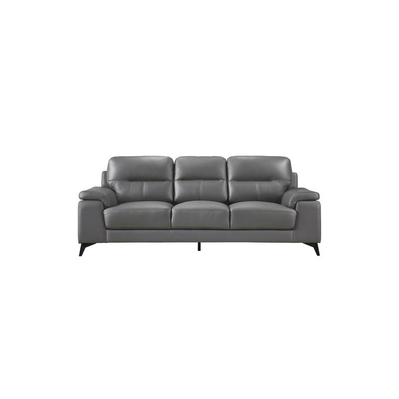 Roxine Dark-Gray Top Grain Leather Living Room Set