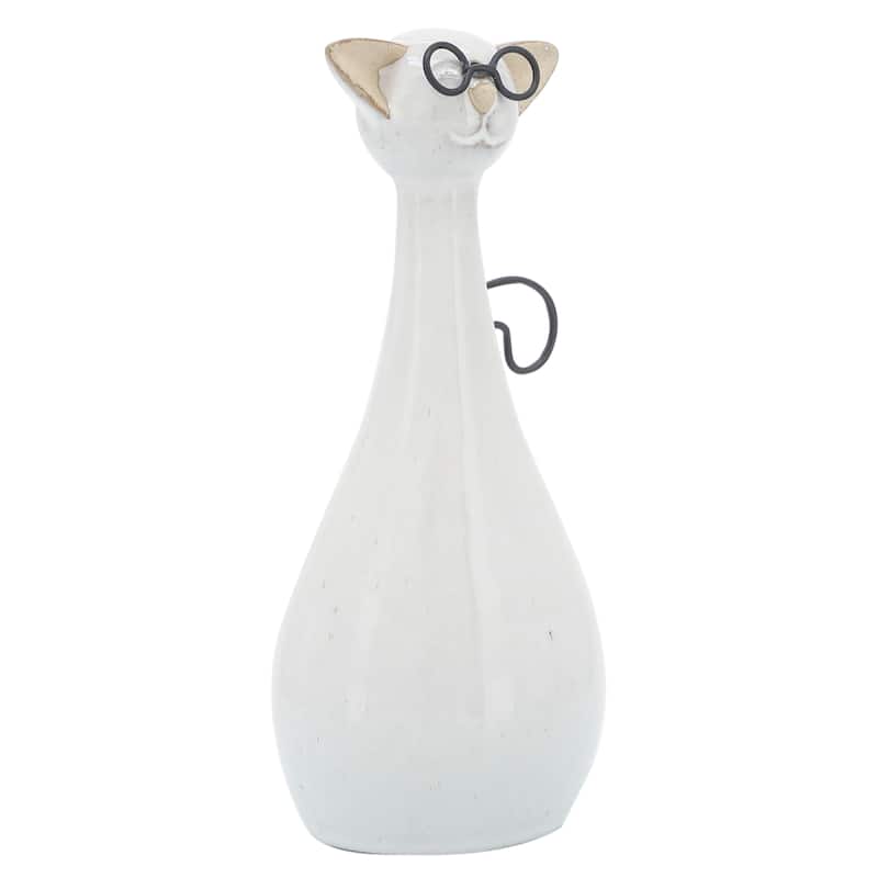 Sagebrook Home Cat Figurine Stoneware Metal Ceramic Decorative Sculpture