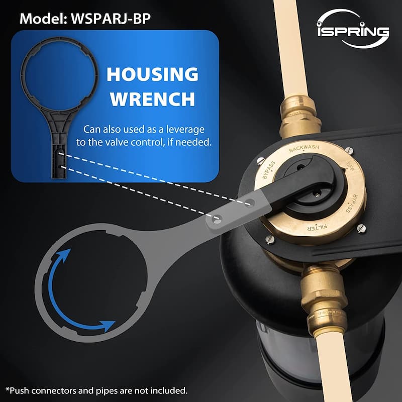 iSpring WSP50ARJ-BP NSF Certified Spin-Down Sediment Water Filter w/ Bypass, 50 Microns, 4 Modes, Touch-Screen Flushing Module
