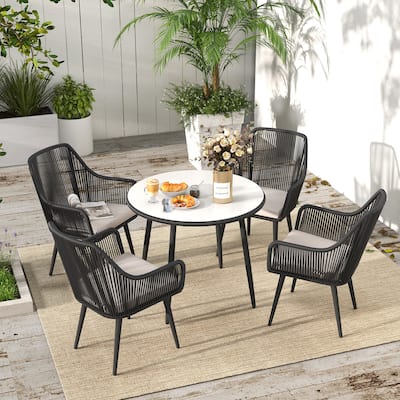 5-Piece Outdoor Patio Wicker Dining Set