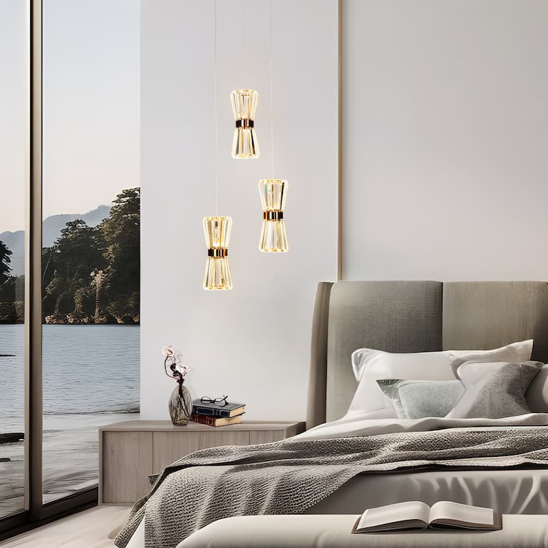 Modern 3-Light LED Cluster Chandelier Island Pendent Lights for Kitchen Island - Dia. 11.8" x H 7.8"