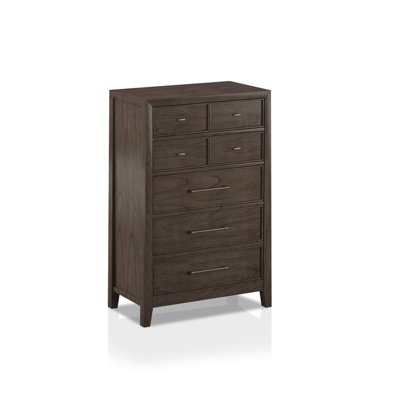 Wria Transitional Warm Grey Solid Wood 5-Drawer Chest by Furniture of America