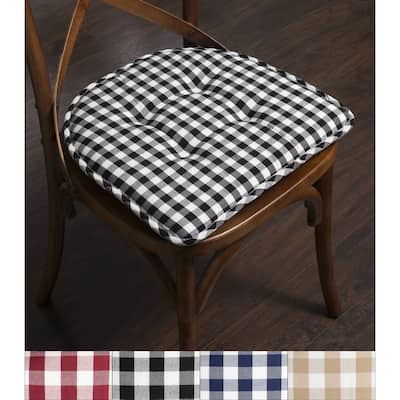 Sweet Home Collection Checkered Buffalo Check U-Shaped Memory Foam Chair Cushions 17" x 16"
