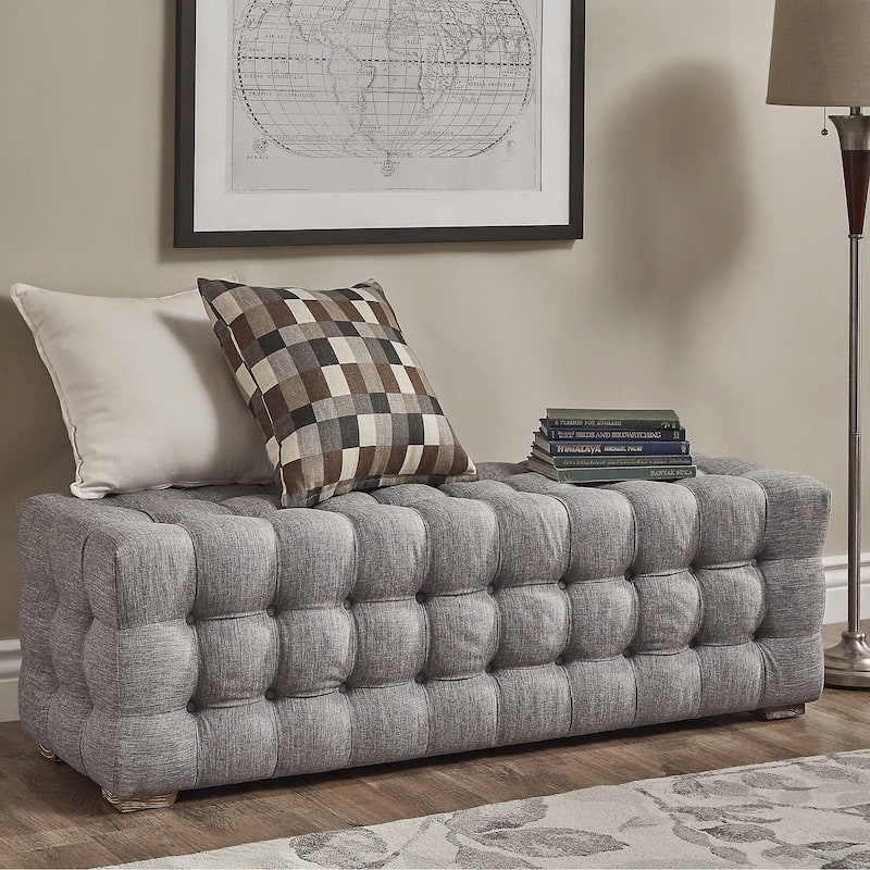 Knightsbridge Linen Fabric Tufted Bench by iNSPIRE Q Artisan - Grey