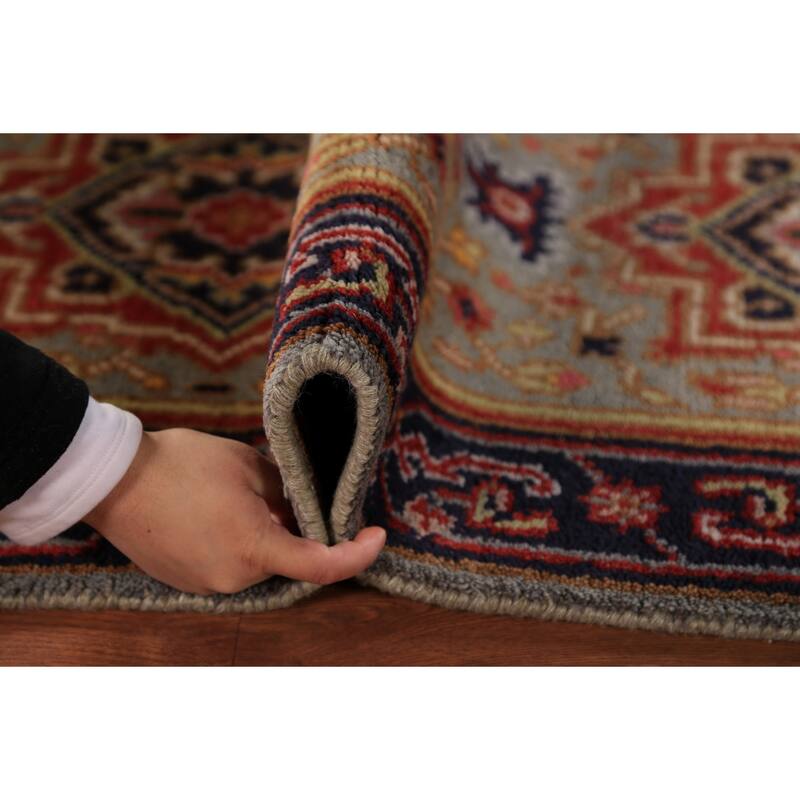 Geometric Heriz Serapi Runner Rug Hallway Hand-Knotted Wool Carpet - 2'6"x 7'10"