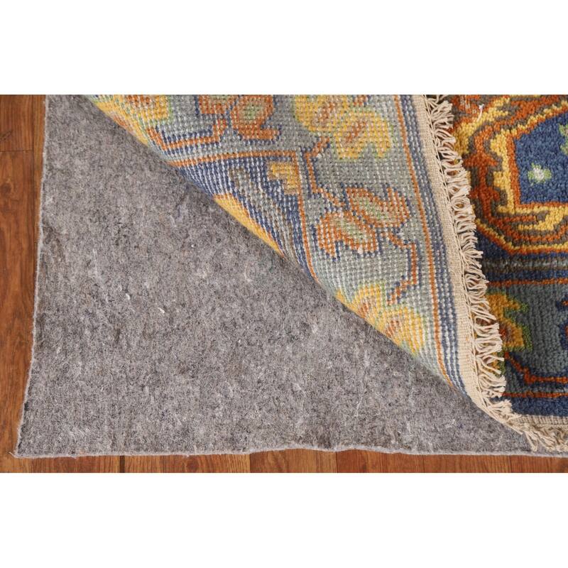 Blue Geometric Kazak Indian Runner Rug Handmade Wool Carpet - 2'7"x 9'9"