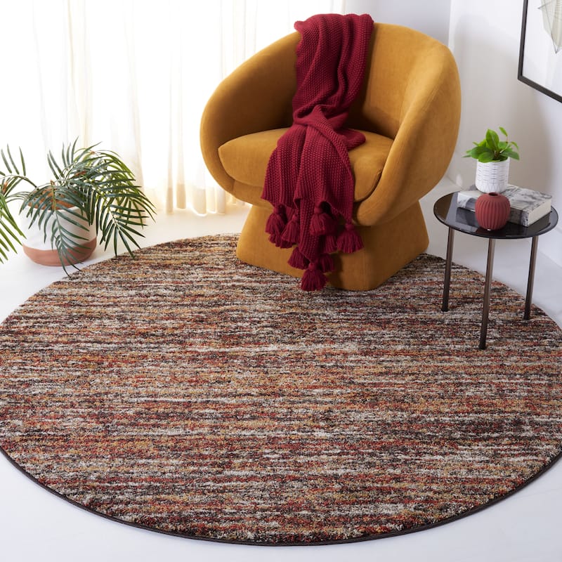 SAFAVIEH Retro Ela Modern Abstract Rug - 6' Round - Ivory/Gold