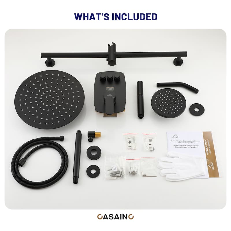 3-Spray Patterns 1.8 GPM 12 in. and 6 in. Dual Shower Head and Handheld Shower Head with Digital Display and Pressure-Balanced