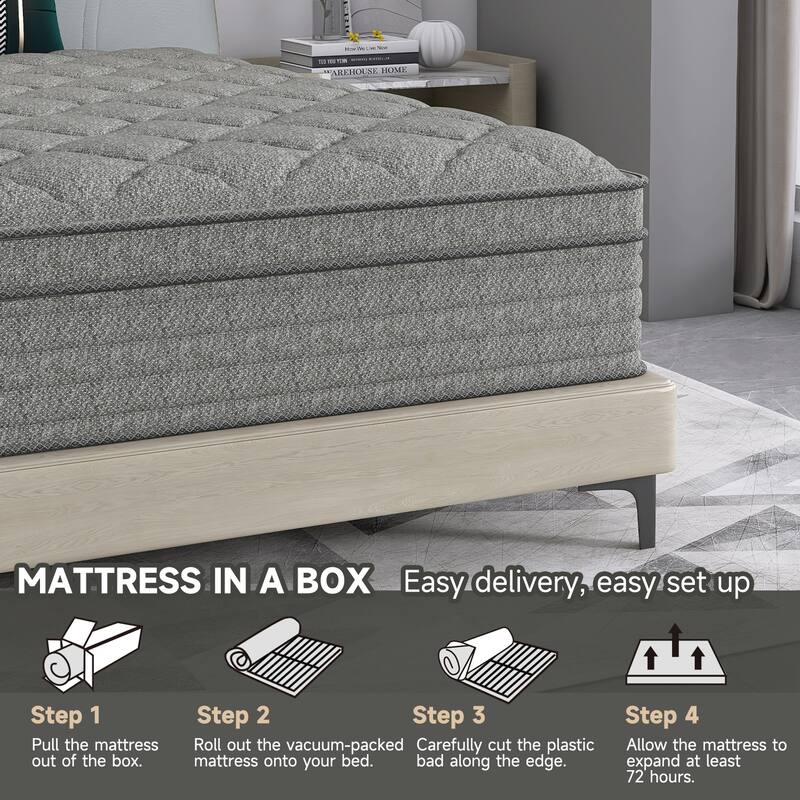 12 Inch Individually Pocketed Spring Hybrid Mattress in a Box