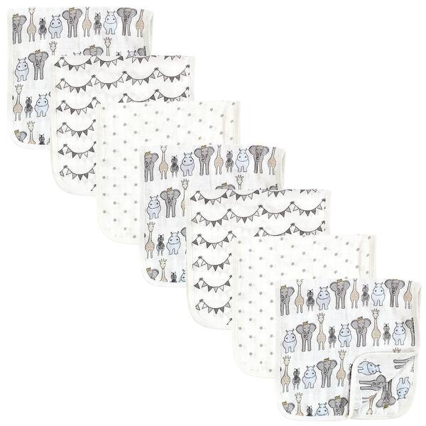slide 1 of 1, Hudson Baby Infant Boy Muslin Burp Cloth 7pk, Royal Safari, One Size - Royal Safari - One Size One Size - Royal Safari