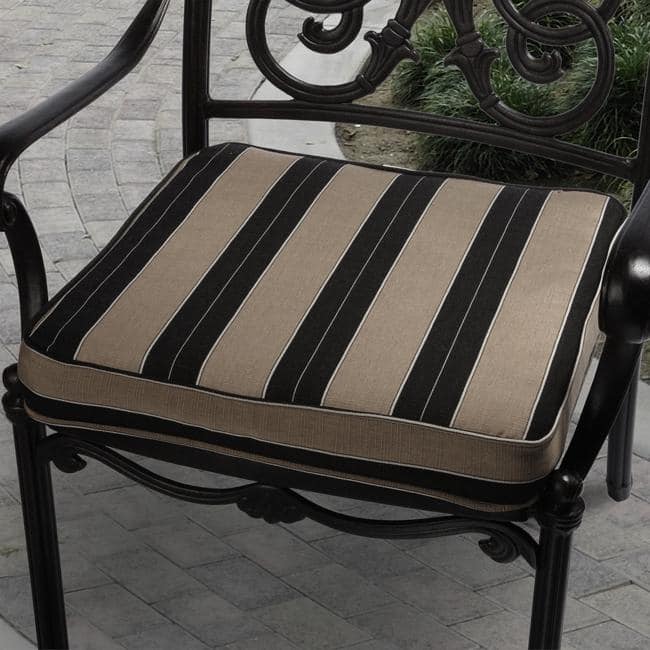 Clara 19-inch Indoor/ Outdoor Brown Striped Sunbrella Chair Cushion - Berenson Tuxedo Stripe
