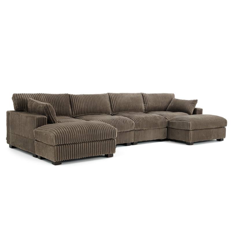 Modren Plush Oversized Modular Sectional Sofa Set with Chaise&Ottoman.