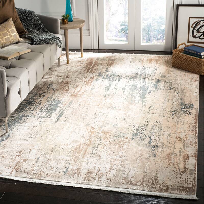 SAFAVIEH Eclipse Novilia Vintage Boho Abstract Viscose Rug with - 4' x 6' - Beige/Grey