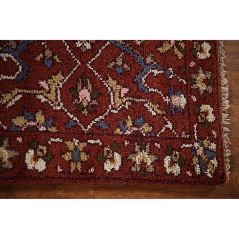 All-Over Orange Heriz Serapi Indian Area Rug Handmade Wool Carpet - 2'7"x 5'11"