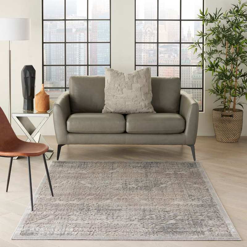 Nourison Graphic Illusions Vintage Distressed Area Rug - 5' 3" x 7' 5" - Grey - Rectangle