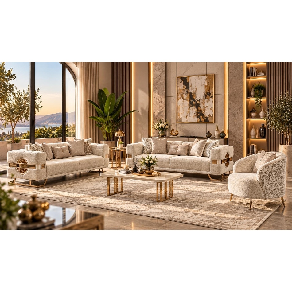 Corvesta 3 Pieces Living Room Sets 2 Sofa 1 Chair