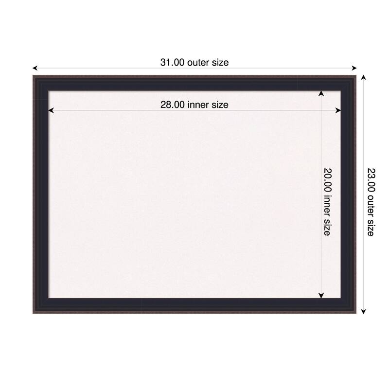 Havana Black Bronze Framed Cork Board - Bulletin Board, Organization Board, Pin Board - White - 31 x 23 in