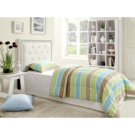Best Master Furniture Upholstered Rhinestone Leather Headboard