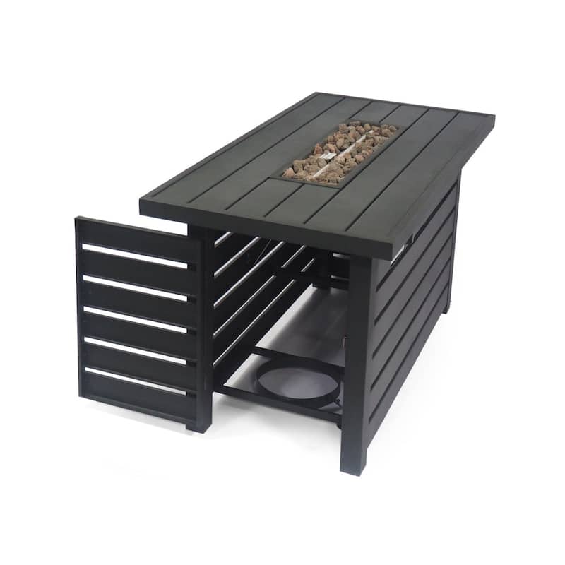23 in. W x 47.25 in. L x 24 in. H Iron Rectangle Propane Gas Burning Outdoor Fire Pit in Black