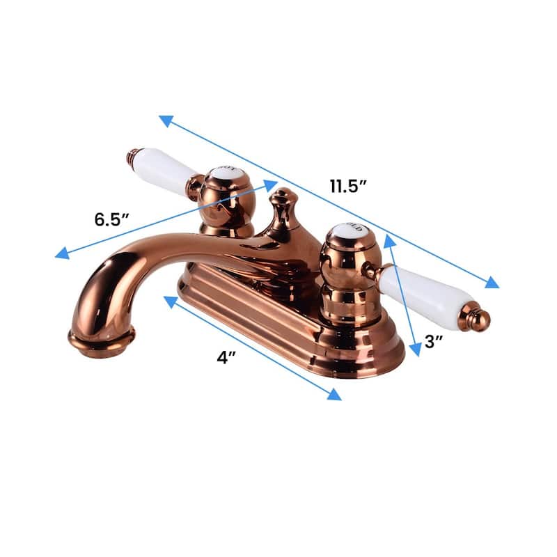 Brass Bathroom Faucets 4" Centerset Faucet with Rose Gold Finish and Pop Up Drain Renovators Supply