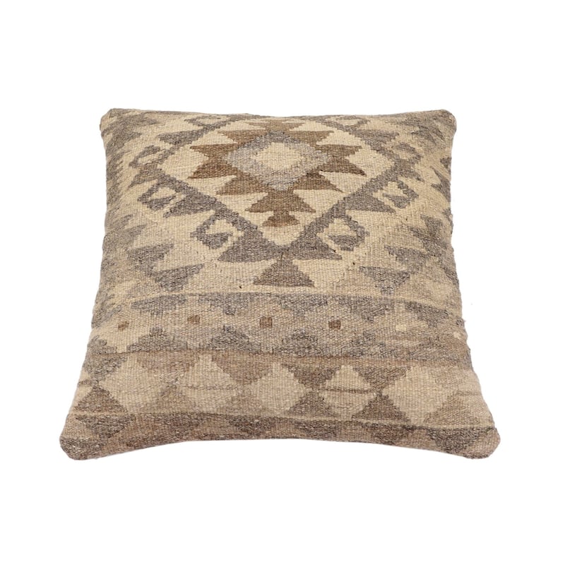 Tribal William Turkish Hand-Woven Kilim Pillow - 18'' x 18''