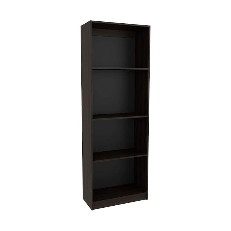 Tall Elegant 4-Shelf Bookcase Kronos,Open Storage,Stained Walnut