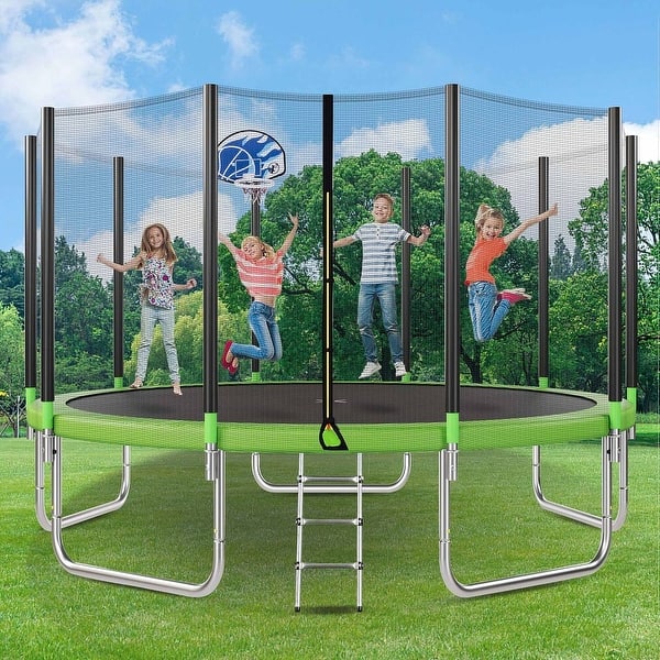 slide 2 of 9, Trampolines 15FT Round Trampoline with Enclosure