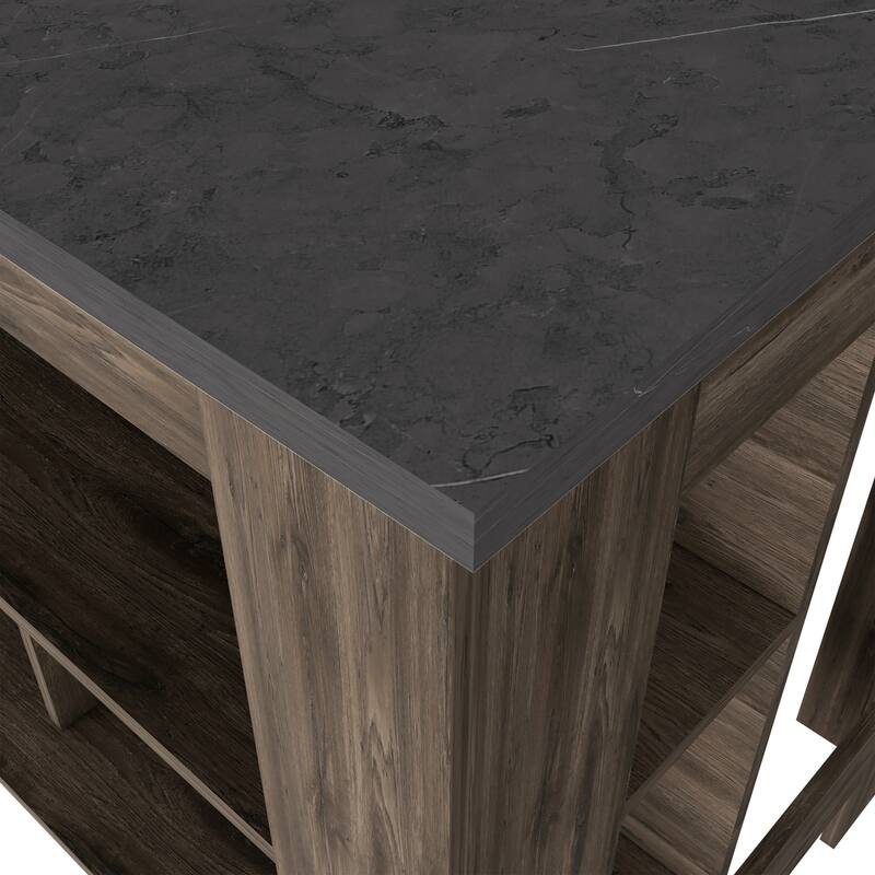Brooklyn Kitchen Island, Three Concealed Shelves