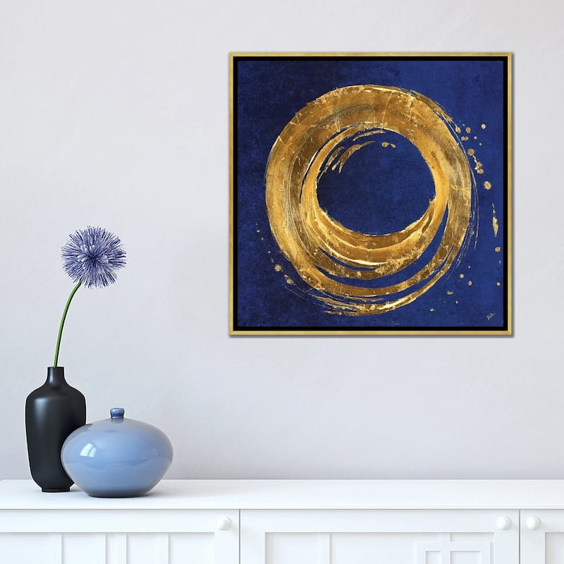 iCanvas "Gold Circle on Blue" by Patricia Pinto Framed Canvas Print