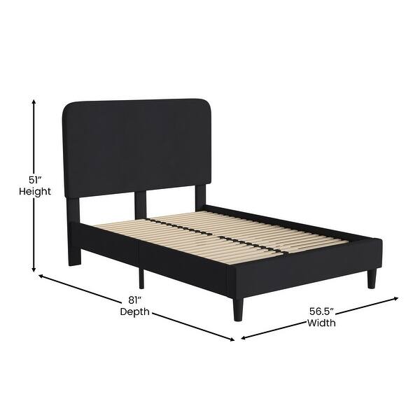 dimension image slide 4 of 8, Upholstered Platform Bed with headboard