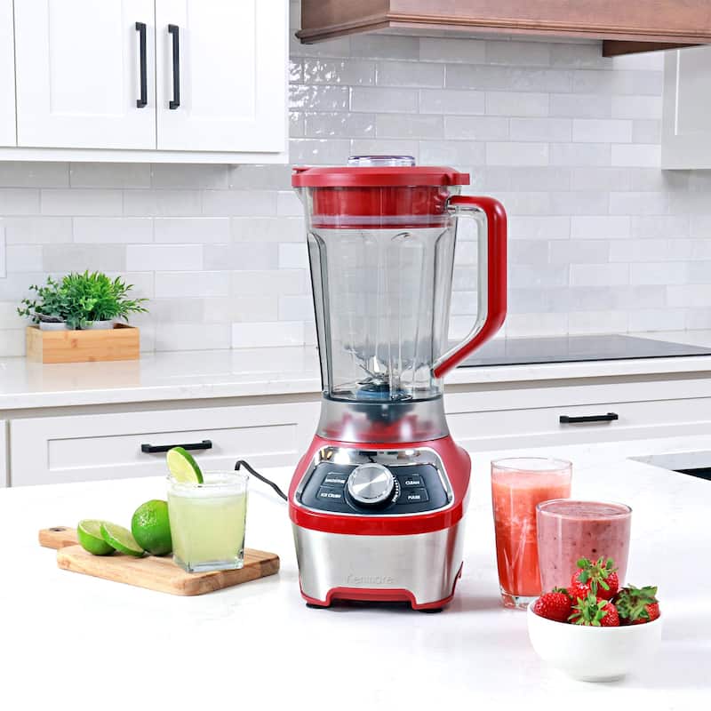 Kenmore 64 oz Stand Blender, 1200W, Smoothie, Ice Crush, Self-Clean Modes, Variable Speed, Red - Red