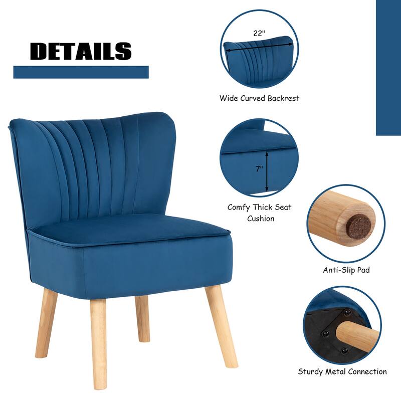 Costway Leisure Chair and Ottoman Thick Padded Velvet Tufted Sofa Set
