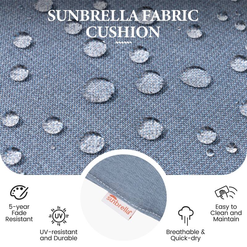 Outdoor Indoor Patio Aluminum Swivel Bar Stools Set with Sunbrella Cushions