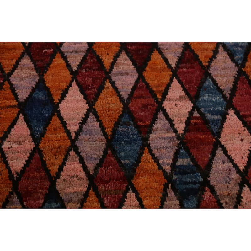 Multi-Color Trellis Moroccan Oriental Area Rug Handmade Wool Carpet - 6'9" x 9'7"