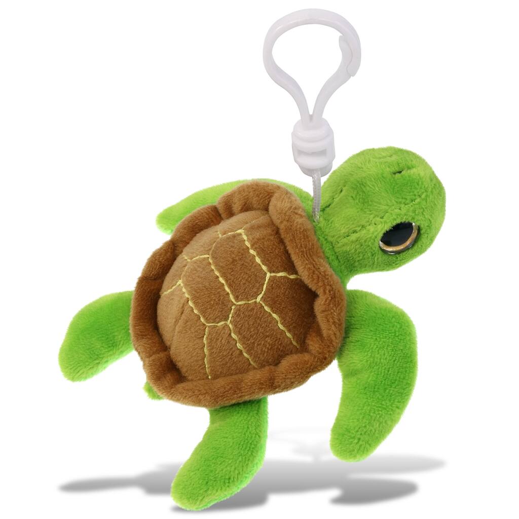 DolliBu Big Eye Sea Turtle Plush Keychain for Backpack or Purse - 4.5 inches