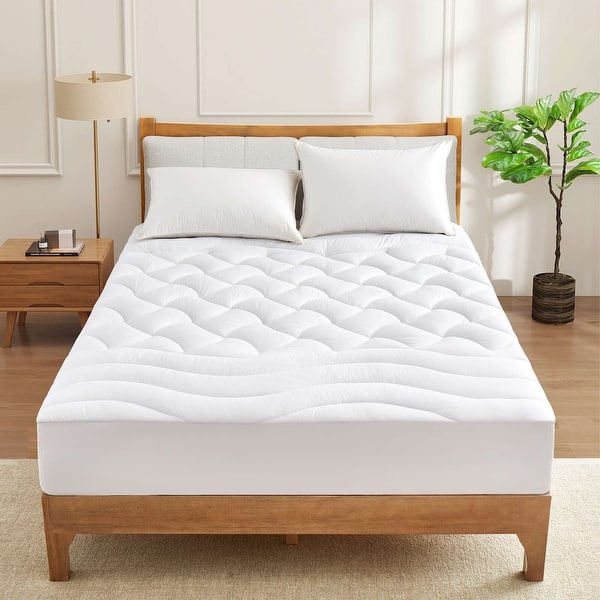 slide 2 of 6, The Beyond Bed™ Soft Waterproof Quilted Mattress Pad with Elastic Deep Pocket - White Full