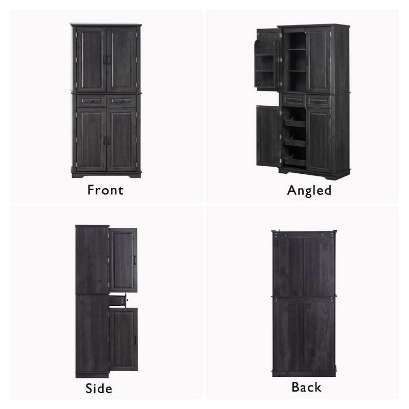 Kitchen Pantry Storage Cabinet Cupboard with 3 Pull Out Organizers