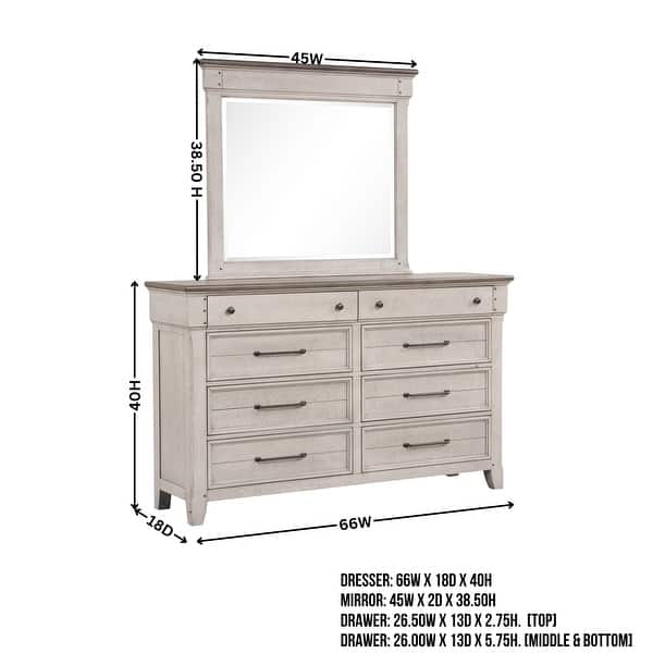 dimension image slide 2 of 5, Roundhill Furniture Walcott 6-Piece Bedroom Set with Touch LED Lighting