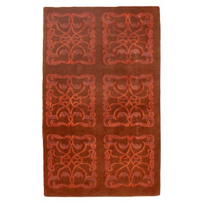 ECARPETGALLERY Hand-knotted Opulence Brown Silk, Wool Rug - 3'4 x 5'5