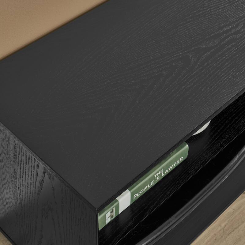 Mid-Century Modern TV Stand for TVs up to 75" with Louver Design 3 Drawers and Outlet Holes, for Living Room, Black