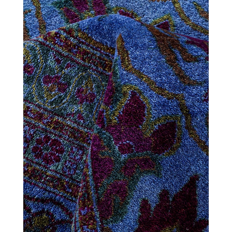 Overton Hand Knotted Wool Contemporary Overdyed Blue Area Rug - 10' x 14'