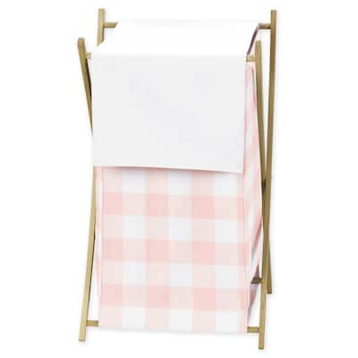 Pink Buffalo Plaid Check Collection Laundry Hamper - Blush and White Shabby Chic Woodland Rustic Country Farmhouse