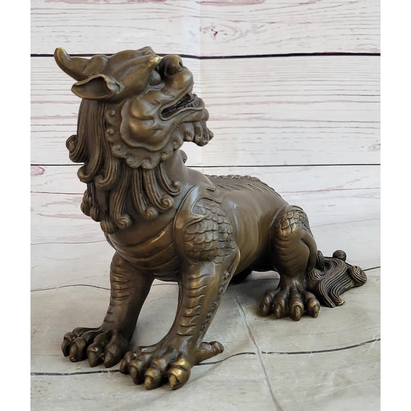 Vintage Japanese Chinese Asian Foo Dog Shishi Temple Guardian Bronze Lion Sale