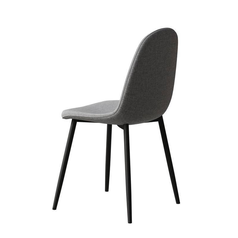 Linen 4 Piece Kitchen Dining Chair Set with Upholstered Cushion, Black Metal Legs for Dining Room Living Room Office Bedroom