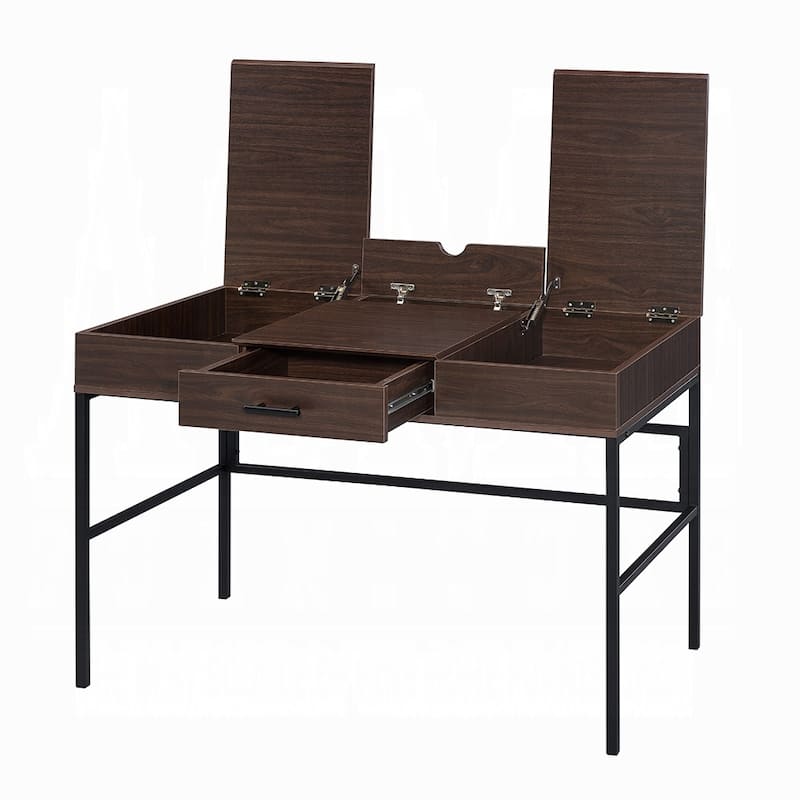 GDFStudio - Natalie Industrial Writing Desk with USB Charging Port, Storage Drawer, and Smooth Glide
