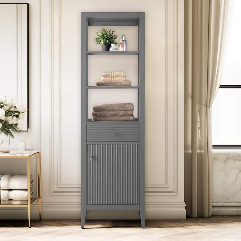 Vanity Art 72" Tall Tower Bathroom Linen Cabinet with Soft Close Door and Drawer