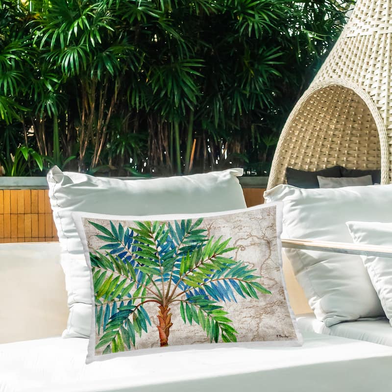 Stupell Aqueous Palm Tree Printed Outdoor Throw Pillow Design by Paul Brent