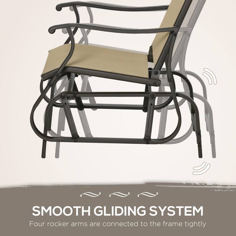 Outsunny 3-Piece Outdoor Gliders Set Bistro Set with Steel Frame,Tempered Glass Top Table for Patio, Garden, Backyard, Lawn