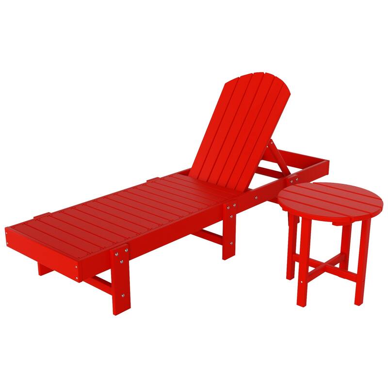 Polytrends Altura Poly Eco-Friendly All Weather Reclining Chaise Lounge with Arms & Side Table (2 Piece Set)