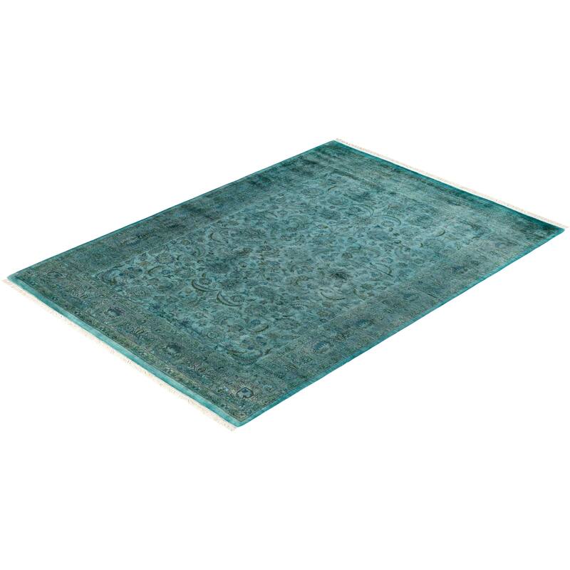 Contemporary Overdyed Wool Hand Knotted Area Rug - 4' 2" x 5' 10"